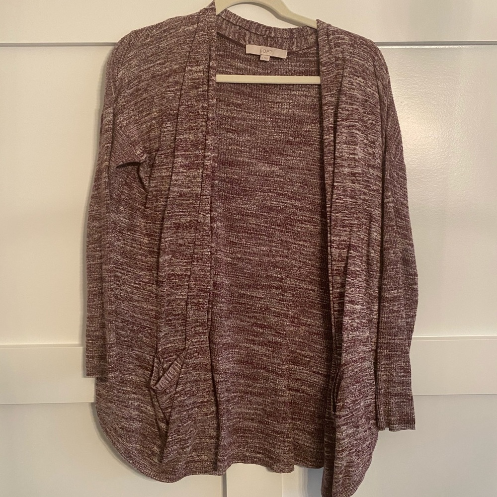 LOFT Purple Textured Cardigan